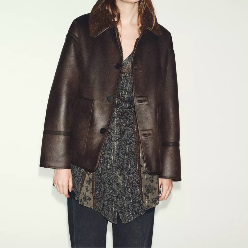 Zara Reversible Double Faced Sherpa Jacket - Picture 2 of 13